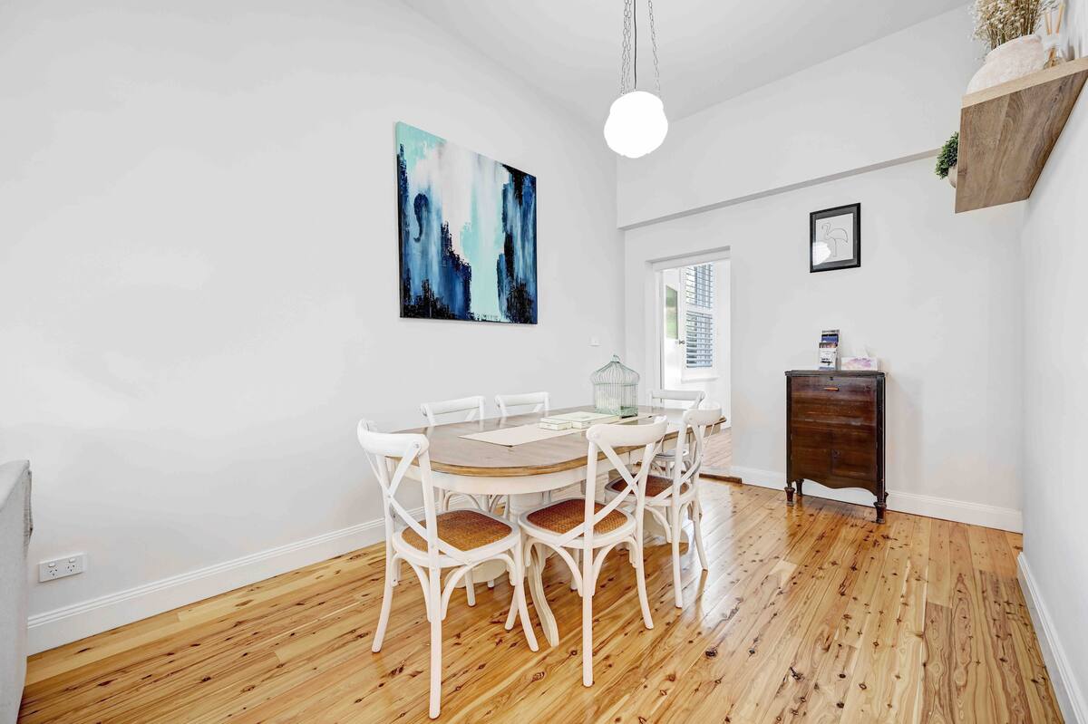 Restored heritage dining room at Prince Street Cottage in Orange NSW